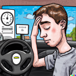 caricature of teenager sad after failing driving test