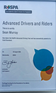 rospa certificate